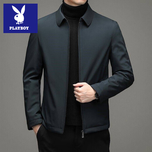 Playboy Hong Kong brand down jacket jacket for middle-aged and elderly men, loose coat, white duck down, removable inner liner for men, zipper style, navy blue, inner liner not removable, BF35 M 170 Recommended 100-120 Jin Jin equals 0.5 kg