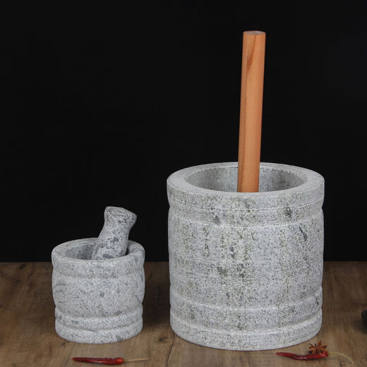 Large stone mortar garlic pounding device garlic mortar handmade artifact old commercial retro garlic pounding medicine pressed garlic to make rice cake glutinous rice cake special bluestone retro engraving 30cm