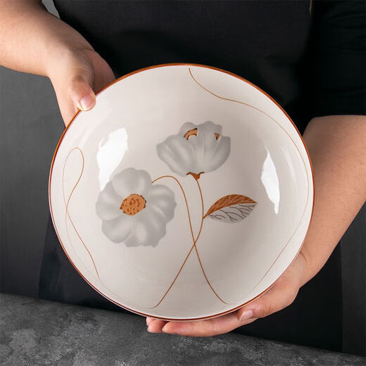 Kitchen household 9-inch soup basin for boiled fish, large bowl for pickled fish, ceramic large soup bowl, new tableware set, Suijinghao 9-inch soup bowl, 1-piece set