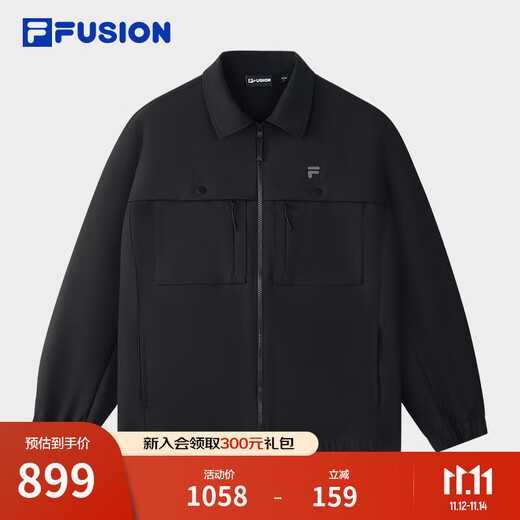 FILA FUSION Fila trendy brand woven jacket men's 2025 winter new fashion casual loose lapel jacket black-BK L 175/96A/L
