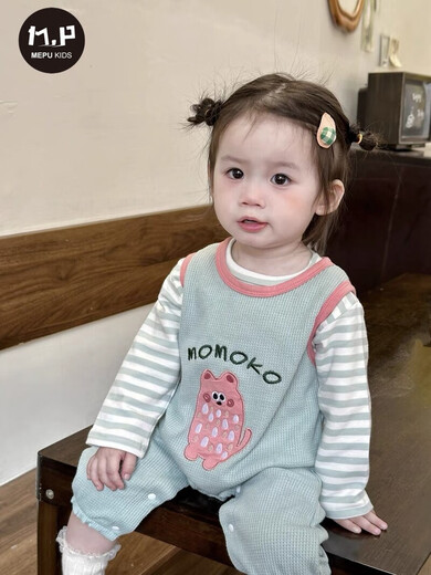 Baby autumn overalls suit, spring and autumn style, baby girl two-piece set, newborn cute and stylish separate clothes, light gray 73cm