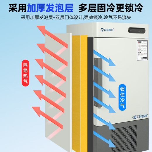 Zhongke Xileng Scientific Research Laboratory Ultra-low Temperature Refrigerator -80 Degrees Biological Dry Ice Specimen Culture Freezer -60 Degrees -40 Commercial Specimen Cryogenic Storage Refrigeration and Preservation Quick Freezer 68L (582*710*1210) -45 Degrees (-15 Degrees to -45 Degrees Adjustable)