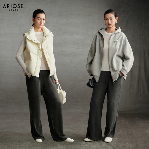 Enos Eshi Shopping Mall Same Style 2025 Winter New Versatile Casual Pants Straight Leg Wide Leg Pants Women's 40933185 Smoke Gray M