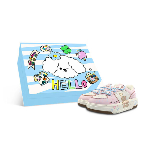 MLB customized ChunkyLiner naked eye 3D old money LQ sweetheart candy puppy macaron non-slip wear-resistant sneakers white powder 36.5 blue puppy gift box