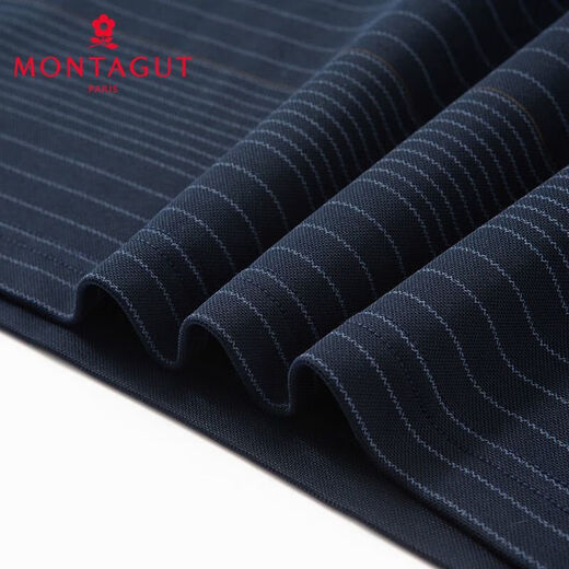 MONTAGUT mulberry silk & brushed lining men's autumn and winter long-sleeved striped POLO shirt with lapel casual business middle-aged and elderly gray blue one size fits all 46 165/84A 120Jin Jin equals 0.5kg within