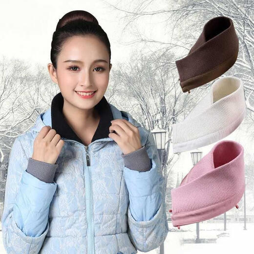 Luxury Down Jacket Anti-fouling Fake Collar Artifact Removable Women's Versatile Universal Knitted Threaded Winter Anti-fouling Protective Cover Gray