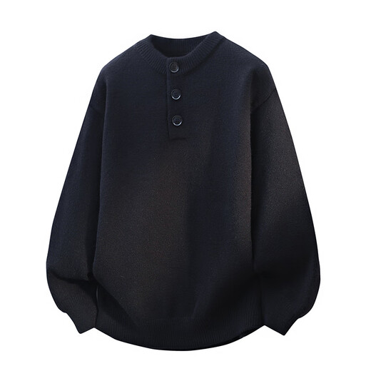 Yinwu Youth Autumn and Winter New Henry Collar Sweater Middle and High School Students Thickened Warm Knitted Sweater Boys Bottom Line Sweater 6313-Black M 90-105Jin Jin is equal to about 0.5 kg