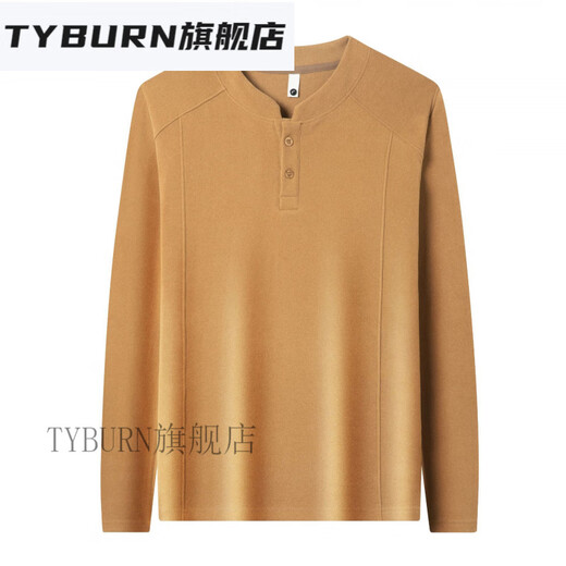 TYBURN Xialuo light luxury brand men's clothing 2025 autumn and winter double-sided German velvet bottoming shirt men's Henry collar versatile long-sleeved sweatshirt gray M 165 suitable for 90-115 Jin Jin equals 0.5 kg