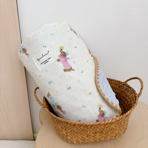 Baby double-layer gauze soothing beanie blanket in summer Korean style cute baby nap autumn and winter air-conditioned quilt Luqiu-four seasons quilted 110*150cm