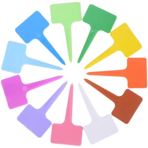 Colorful thickened T-shaped plastic gardening label succulent plant flower name waterproof and sun-resistant ground label with pen light blue 20 pcs + pen