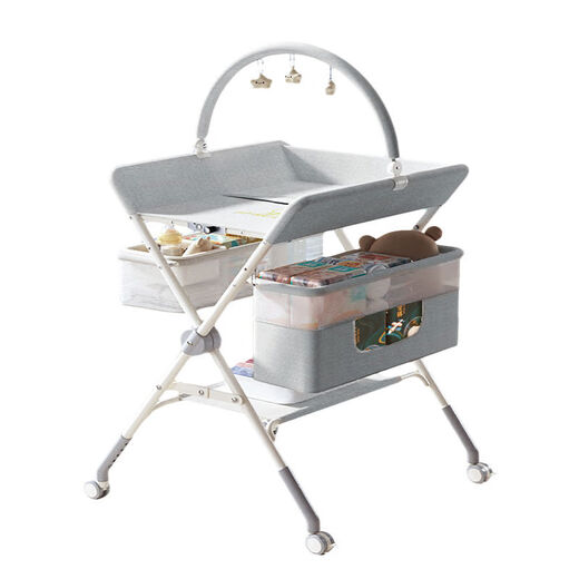 Baby changing table touch-changing multifunctional diaper table newborn care table liftable and foldable 1 piece seagull gray - lifting adjustment + single layer storage basket + all-in-one silent wheel