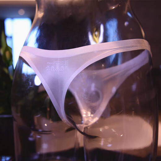 Universal airplane cup underwear for work, men's underwear for sexy masturbation, L tube special penis thong, men's cherry blossom pink men's black, ice silk JJ closed (with JJ cover) 80120Jin Jin equals 0.5 kg