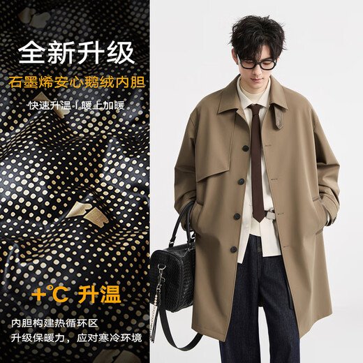 Piaget Zall Goose Down Liner Marken Lapel Mid-Length Windbreaker Men's 2025 Autumn and Winter New British Commuting Jacket Men Moon Night Black Graphene / Goose Down Liner Removable L (175)