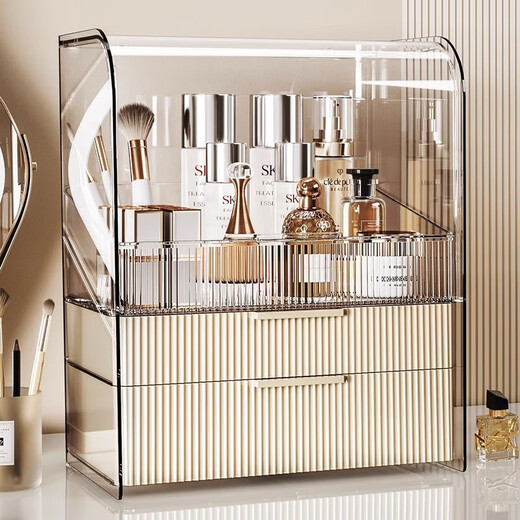 Miling cosmetics storage box dust-proof large-capacity desktop dressing table lipstick skin care products acrylic storage rack A transparent transparent dust-proof three-layer lipstick box
