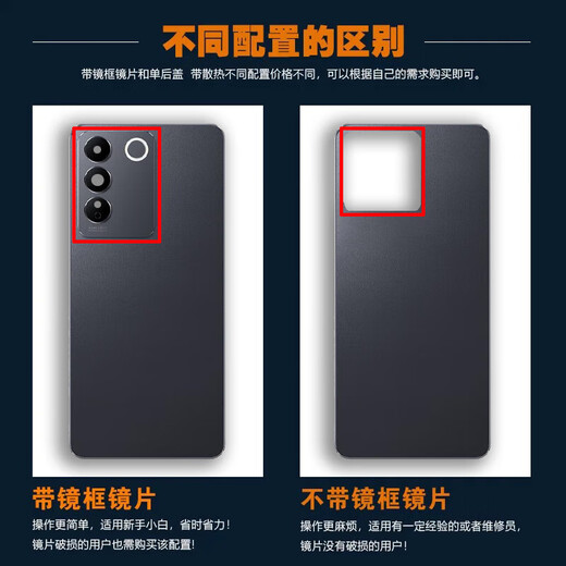 Original suitable for vivo s16e back cover glass S16E mobile phone back case battery cover chassis back screen replaceable starry night black belt heat dissipation sticker/shockproof cotton/edge glue shell vivoS16E