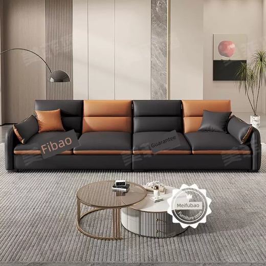 Yusenyi genuine leather small apartment luxury straight technology fabric sofa living room light new row of imperial concubine combination cream style north 3.2 meters straight sofa-footrest-coffee table no-wash technology cloth sponge cushion