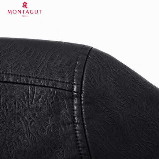 Montagut gift box, wear-resistant & cold-proof, leather jacket, men's autumn and winter new style, lapel crisp jacket, black 2XL /54