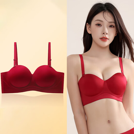 Victoria Palace Sexy Underwear Red Zodiac Year Suit Small Breast Gathering Side Breast Wedding Bra Bra Women's AB Cup Red Suit S 32/70AB 75-90Jin Jin is equal to 0.5 kg