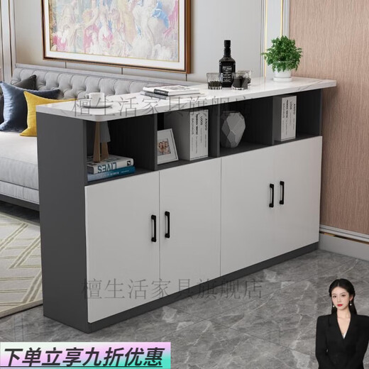 Hualade home bar table kitchen restaurant partition cabinet multi-functional entrance cabinet modern simple small bar wine cabinet high table white cabinet + marble color countertop + white cabinet length 60 double doors