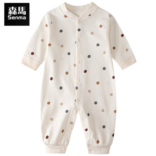 Semir children's newborn pure cotton jumpsuit for men and women, fashionable coat and rompers for autumn and winter baby outing clothes, long-sleeved bottoming shirt, polka dot cotton jumpsuit 66cm