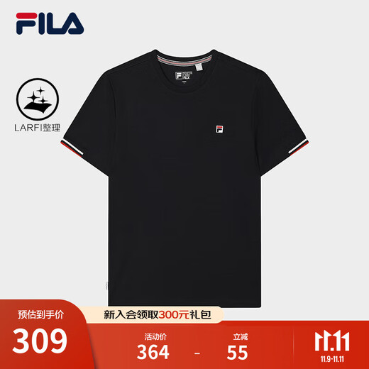 FILA official men's knitted short-sleeved shirt 2025 summer new fashion casual simple basic round neck T-shirt Legend Blue-NV M 170/92A/M