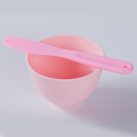UHC facial mask bowl set 2-piece set facial mask brush stirring stick soft silicone bowl makeup tools for skin management pink bowl + pink large stick printed flowers 1 piece