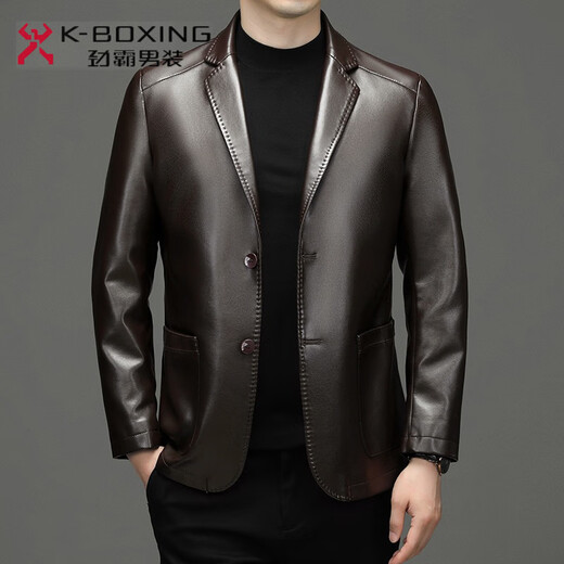 KBXNG Jinba genuine leather jacket for young and middle-aged men spring and autumn fashionable casual suit collar sheepskin men brown 72325 spring and autumn regular brown 72325 spring M 170100-120Jin Jin is equal to 0.5 kg