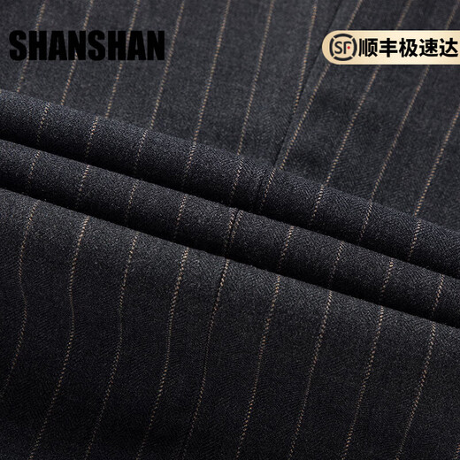 Shanshan (SHANSHAN) light luxury brand men's suit casual gray striped slim double-breasted suit suit for men gray striped XL 175