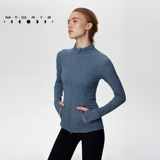 粒子狂热【废土印花】空气Air运动外套女修身拉链长袖衫JK006 灰蓝牛仔-SN-695 M