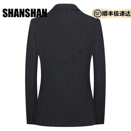 Shanshan (SHANSHAN) light luxury brand 2025 new men's suit suit business slim fashion comfortable suit suit for men black stripes L 175/48