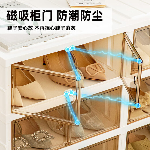 IRIS foldable assembly-free shoe box multi-layer plastic shoe shelf household shoe cabinet storage door outside storage cabinet AJ 1 column 2 layers 2 compartments (can hold 4 pairs of shoes)