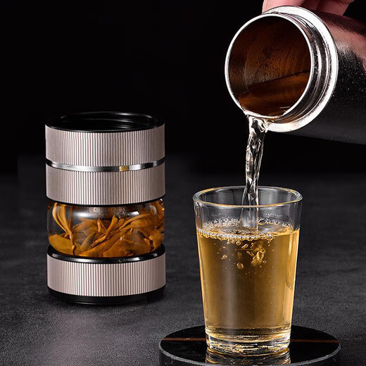 TDE纯钛保温杯智能温显双层焖泡茶水杯独立茶仓480ml 企业定制礼物