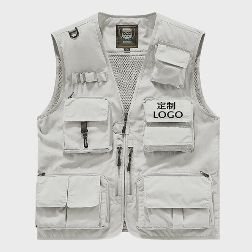 Work vest custom printed logo for men and women multi-pocket photography overalls fishing vest back 8909 navy blue S