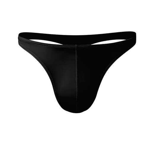 Men's thong low waist U convex elastic tight summer sexy T underwear for men ice silk cool breathable T pants sports black L