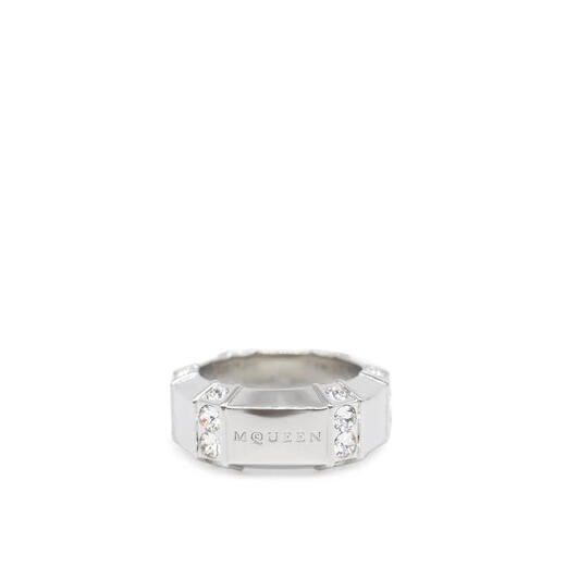 Alexander McQueen Light Luxury Men's DAPPER Ring Silver 21