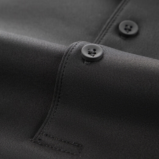 SEVEN outdoor/seamless/high elastic SEVEN easy-care long-sleeved polo shirt men's wool warm lapel T-shirt black L (175/92A)