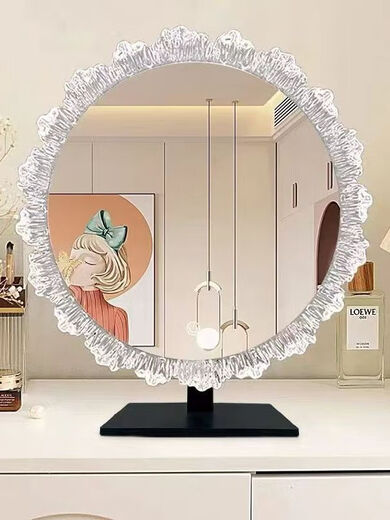 DL Sunflower Acrylic Makeup Mirror with LED Light Integrated Desktop Makeup Mirror Plug-in Model 430 Backlight Plug-in Model Acrylic Water 0 Count 1x1cm