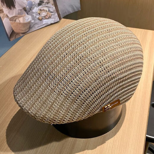 Plain hat in summer, thin breathable beret worn backwards, women's trendy retro progressive hat, men's Japanese art painter hat, black M (56-58cm)