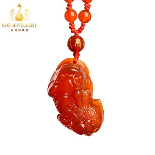 Bailuoqi natural red agate Pixiu pendant for men and women, women's necklace, couple jade pendant, jade pendant, amulet gift, red agate Pixiu pendant-bead chain style