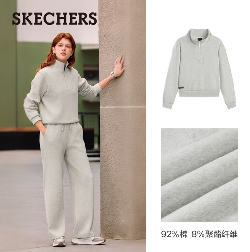Skechers knitted pullover sweatshirt for women 2025 autumn new long-sleeved jacket casual sportswear L425W012