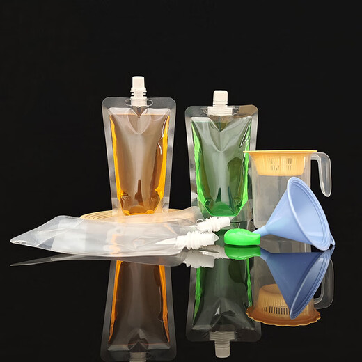 Shantou Lincun takeaway milk tea disposable packaged cold noodle soup bag beverage packaging bag soft water bag juice sealed spout bag large diameter 600ml extra thick 22C _ 1000 pcs 1000 pcs + 1 filling funnel