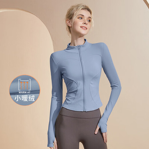 COZOK Autumn Pilates Slim Fit Plus Velvet Yoga Wear Sports Quick-Drying Jacket Women's Running and Cycling Tight Stand-up Collar Fitness Wear Star Black German Velvet Style S