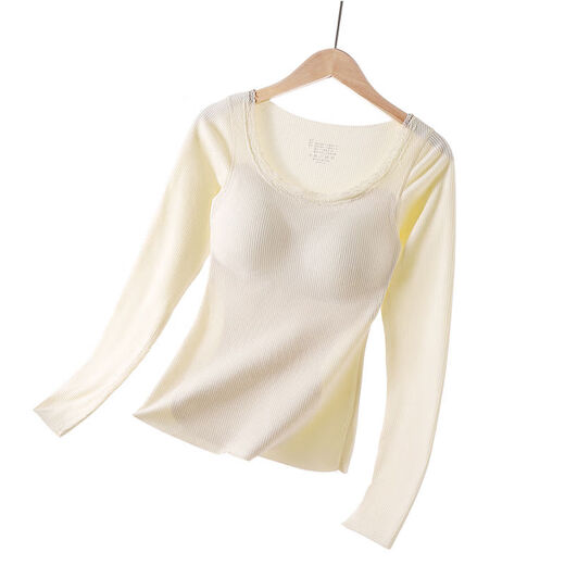 BOMP herbal primary color thermal underwear women's suit with breast pads for autumn clothes and long trousers without wearing bra bottoming top autumn and winter Champagne-1 piece top M M recommended weight 95-110 Jin Jin equals 0.5 kg