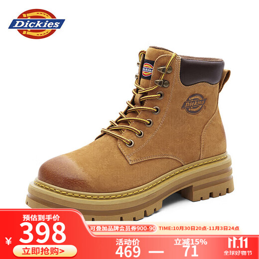 Dickies men's Martin boots high-top fashionable men's boots work boots couple boots men's earthy yellow 41-men's style