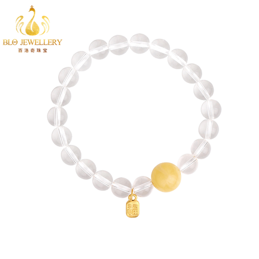 Bailuoqi Jingyi Pure Body Brazilian White Crystal Bracelet Brand 999 Jinfu Crystal Bracelet as a Gift for the Goddess White Crystal Beads 8mm