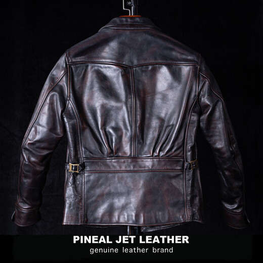 PJL men's new retro tea core horsehide classic 1920 newsboy leather jacket jacket leather jacket tea core color M (130Jin Jin is equal to less than 0.5 kg)