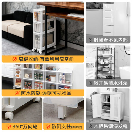 IRIS sandwich cabinet storage drawer-type narrow plastic cabinet kitchen living room storage cabinet multi-layer with bathroom storage cabinet 20cm wide-3 layers deep bottom version