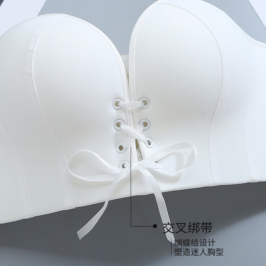 Perfect strapless underwear for women with small breasts, push-up non-slip bandeau style wedding dress, one-shoulder off-shoulder invisible back bra, skin color XS (150)