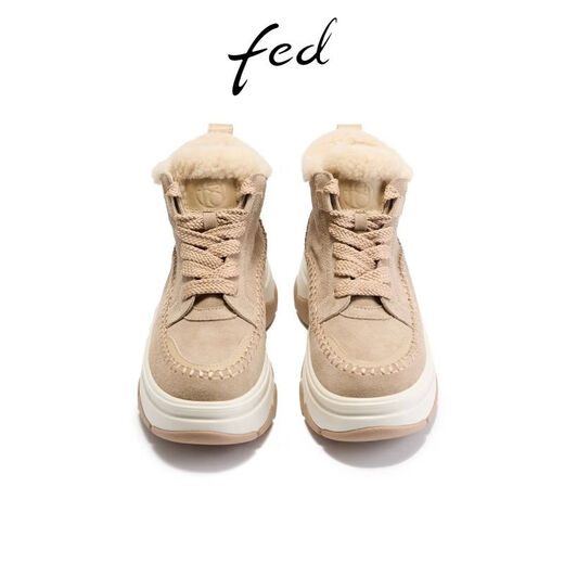 FED increased casual boots winter new women's boots plus velvet short boots thick-soled snow boots women's model S1104-YAB016