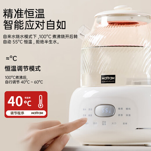 Nordic Warang health pot 0 glue all-glass constant temperature kettle electric ceramic stove office teapot 1.2L household floral teapot stew pot integrated electric kettle national subsidy-standard model